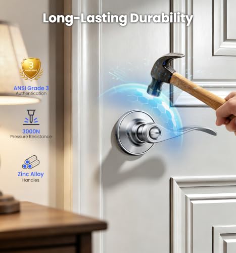 Veise 6 Pack Interior Privacy Door Handle Levers Lock Keyless, Satin Nickel - color: Satin Nickel