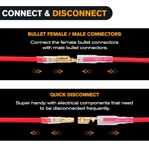 Nilight 400PCS 3.9mm Bullet Connectors with Insulation Cover - color: 400PCS Bullet Connectors