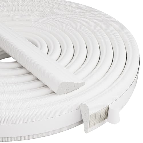 Kneelisa 3Pcs×196” Wedge-Shape Foam Window Weather Stripping Door Seal - color: White, size: 3pcs×196"