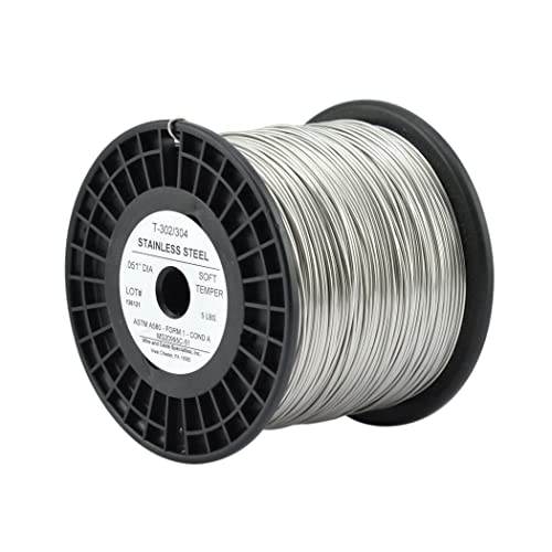 WCS .051 Stainless Steel Safety Lock Wire, T302/304, NASM20995C MS20995C, ASTM A580 Condition A, AMS569, Mechanics Wire for Aircraft, Automotive, & Industrial Use, 5lb Dispenser Can, Approx 715 ft - size: .051 in, style: 5 lb