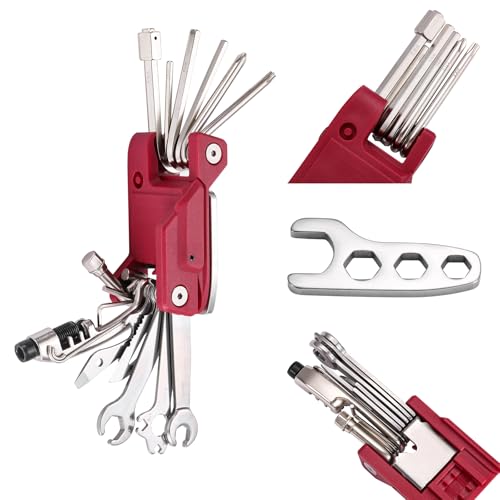 21 Bike Repair Multitool Kit with Carry Case, Portable Cycling Tool Kits (21 in 1), Bicycle Tools Kit Set with Allen Wrench, Chain Tool, Bicycle Spoke Wrench