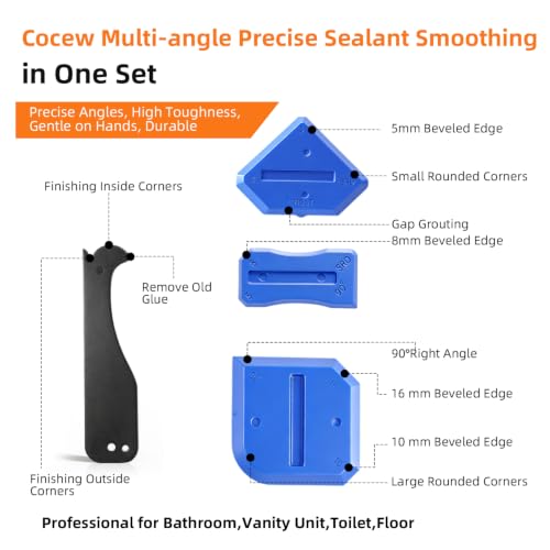 Caulk Gun Kit, Smooth Silicone Caulking Gun and Caulk Remover Tool, Sealant Finishing Tool Grout Scraper for Kitchen Bathroom Window Sink Joint, All in One with Gift Box - color: Black