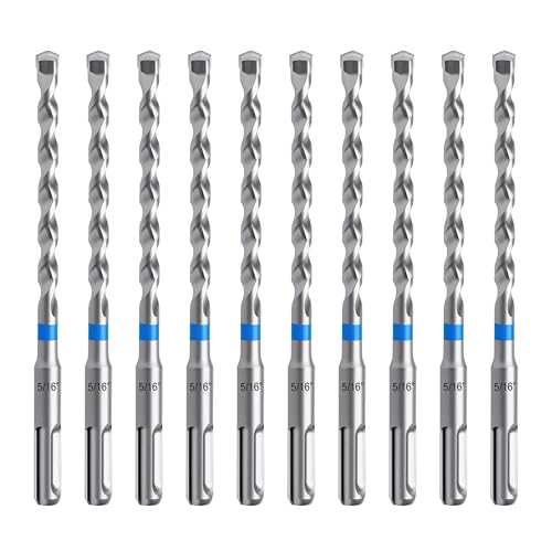 toolant Masonry Drill Bit,SDS Plus Rotary Hammer Drill Bits Set for 5/16" x6inch 10pcs,Carbide Tipped 2-Cutter for Concrete,Masonry and Brick - size: 5/16"-10PCS(6")