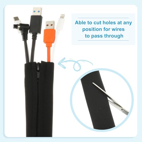PATIKIL Cable Management Sleeve, 4Pcs 20Inch Zipper Cable Sleeve Protector Cord Organizer for Cover Wire Extension Cord TV Computer