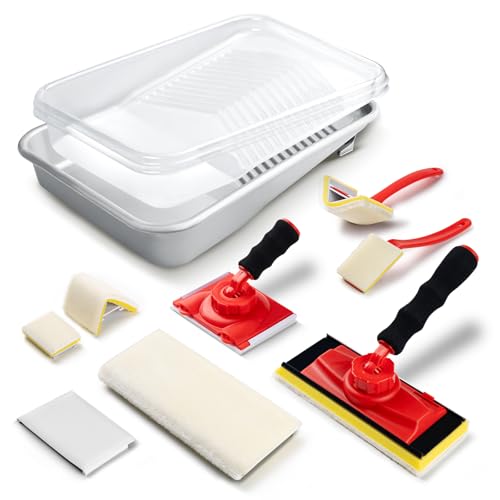 Mister Rui Paint Edger Tool Kit, 11 PCS Paint Edger with Tray for Walls - color: Silver Tray