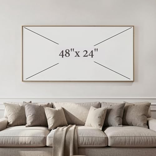 Wall Art Canvas Painting Blue and Yellow 24"x48" with Framed - color: 009-Metal, size: 48"L x 24"W