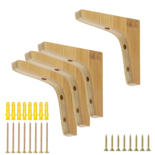 Antrader 4PCS L Shape Wooden Shelf Brackets,3.74"×3.74"×0.79",Light Brown - color: Light Brown, size: 3.74"×3.74"×0.79",4pcs