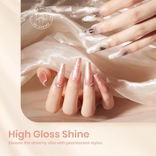 Beetles Pearl Gel Nail Polish Kit, Glitter Silk Mermaid Swirl Gel Polish - color: A - Pearl Glitter | Glitter Silk