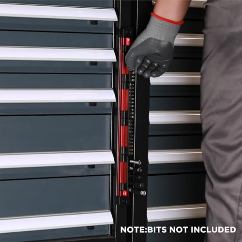 Mayouko 2PCS Magnetic Aluminum Screwdriver Drill Bit Organizer, Sliding Drill Bit Holder with Strong Magnetic Rail, 80 Holes Bit Storage, Hex Bit Organizers, Red And Blue(Bits Not Included)