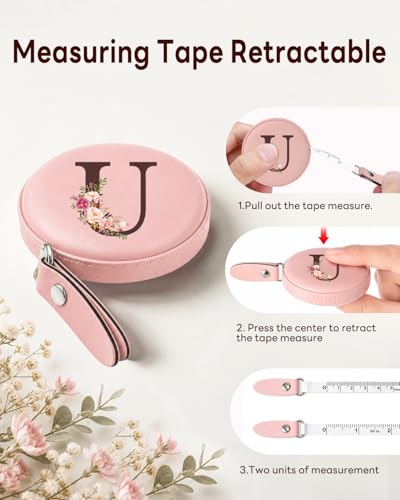 Maicican Retractable Tape Measure, Pink Leather Sewing Measuring Tape, U - color: Tape Measure-Pink U