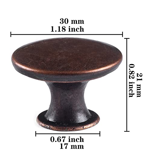 8 Pack Delicate Design Round Antique Red Bronze Kitchen Cabinet Knobs Cupboard Door Knobs 1.18-INCH Red Bronze Drawer Handle Pulls Dresser Knobs with 8 Pcs Screws for Bathroom Drawer Door Hardware - color: Red Bronze