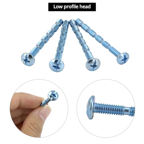 QWORK 100 Pack Truss Head Break Away Screw, #8-32 Thread, 1-3/4 Inch Length, Zinc Plated Steel, Long Slub Machine Screws for Cabinet Drawer and Door Handles and Knobs