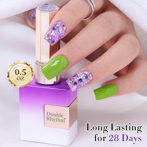 Double Rhythm 15ML Glitter Gel Polish Shimmer Reflective Holographic Color Magnetic for Nail Art Salon DIY at Home (Sparkle Purple-B1217) - color: Sparkle Purple