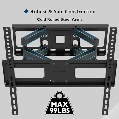 BONTEC Full Motion TV Wall Mountfor 23-70 Inch TVs, Swivel Tilt Dual Arms - size: 23-70 Inch