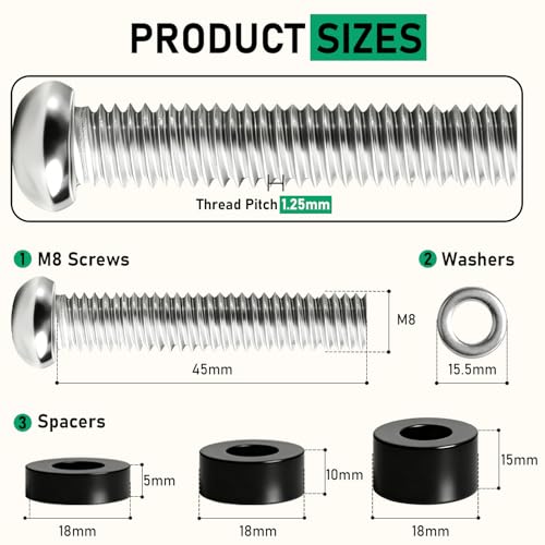 M8 Screws for Samsung TV, TV Mounting Screws Kits with M8 x 45mm