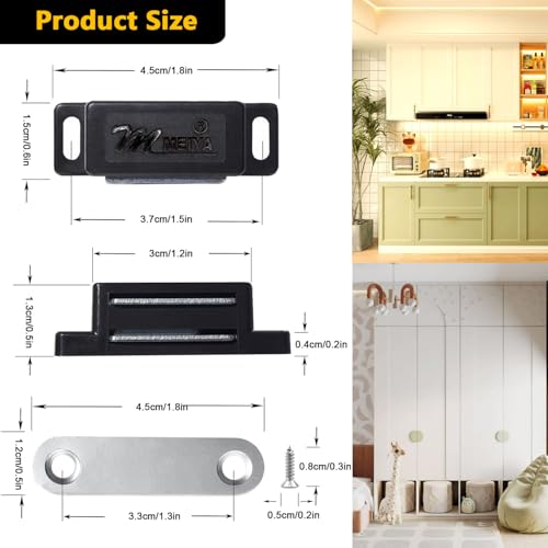 Cabinet Magnetic Catch FNFAI 16 Pack Black Cabinet Door Magnetic Latch - color: Black