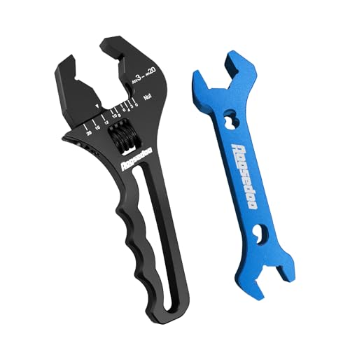 3AN-20AN AN Fitting Wrench AN Fitting Tool for AN Hose Fitting Assembly Adjustable Lightweight Aluminum Black With Double-ended AN Wrench 6AN Socket-AN8 B-nut Blue - color: Black, size: 3AN-20AN