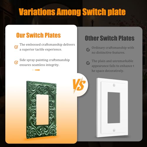 Decorative Outlet Covers Green Flower Elegant 3D Floral Embossed 1 Gang Rocker Light Switch Cover Plate Single Decora Light Switch Covers Wall Plate Faceplate for Bedroom Home Decor - color: Green, size: 1-Gang Rocker/5 x 3 IN