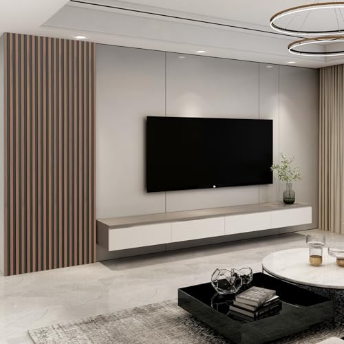 Art3d 96 x 6 Inch 3D Fluted Wood Textured Slat Wall Panel, 8-Pack, Walnut - color: WPC Walnut, size: 96*6
