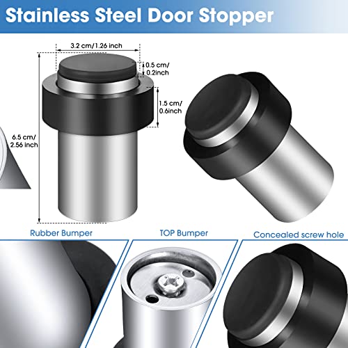 Chumia 10 Pcs Floor Mounted Door Stopper Stainless Steel,Silver - color: Silver