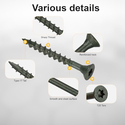 Deck Screws #8 x 1-5/8’’, T25 Star Torx Drive Flat Head Wood Screws, Green, 5lb - color: Green, size: 8X1-5/8’’