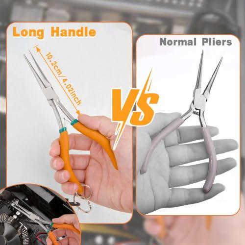 7 Inches Extra Long Needle Nose Pliers Serrated Jaw, with Lanyard - style: Extra Long Nose
