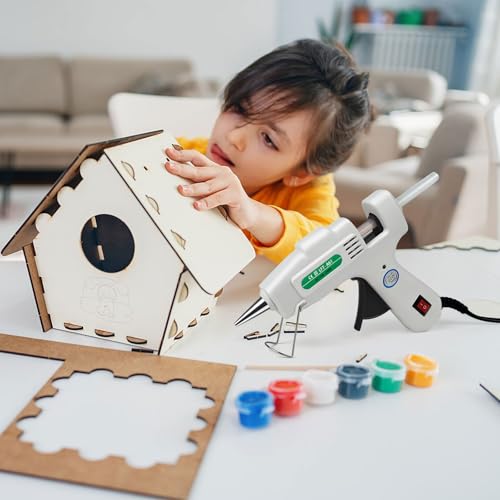 SHJADE Hot Glue Gun with 30 Glue Sticks, 20W Mini Hot Melt Gun Kit(White) - color: White-new Packaging