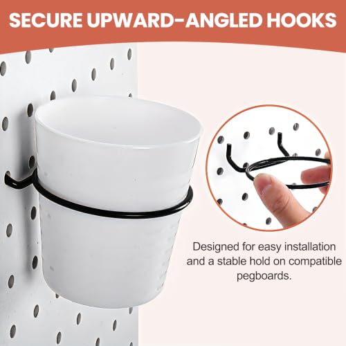 15PCS Pegboard Organizer Accessories, 5 Clear Storage Jars with Lids, 5 Bins and 5 Hanging Cups, Pegboard Containers for Garage, Workshop, Craft Room, Office and Home Organization