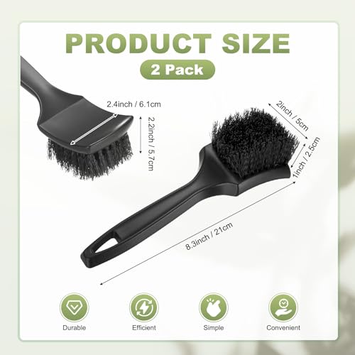 M METERXITY 2-Pack Bird Bath Cleaning Brush, 8.3 Inch Plastic Bird Bath Cleaner with Ergonomic Handle for Feeder/Fountain/Outdoor Cleaning, Utility Hard Stiff Bristle Scrub [Black] - color: Black