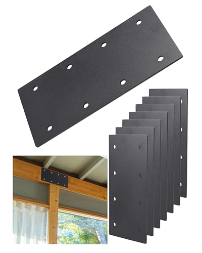 8 Pcs Ultra-Thick Straight Mending Plate, 9.25" x 4.5" Extreme Weatherproof Flat Bracket, Heavy Duty Steel I-Shape Timber Connector for 6x6 8x8 Lumber, Outdoor Pergola, Deck & Cabin - size: 8 Pack, style: P-Shape Tie