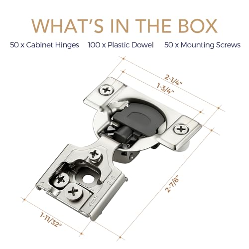 Soft Close Hinges for Kitchen Cabinet Hinges, 3/8 Inch Overlay, 50 Pack - size: 3/8 inch Overlay