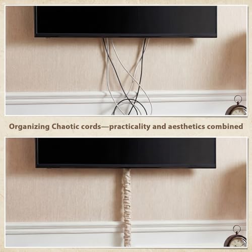 2×5.3ft, 4×2.6ft 6 Pack Fabric Cord Cover for Electric Wire, Beige - size: 2×5.3ft, 4×2.6ft