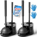 FORASTO 2Pack 2 in 1 Toilet Brush and Plunger Set, Extended Handle Plunger,Toilet Bowl Brush Plunger Set,Bathroom Cleaning Tools,Toilet Brush Plunger Combo,Cleaning Brush,Cleaning Supplies | 21" Extended, Cleaning Gloves, Heavy Duty Rubber Toilet Bowl Cle