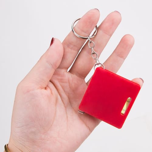 3Pcs Compact Mini Keychain Tape Measure Portable Square Bubble Level Steel Ruler Combo Precision Measuring Tool Keychain for Home Use(1 Meter)