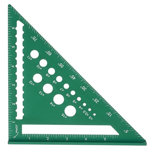 HARFINGTON Metal Square Ruler 7" Aluminum Alloy Carpenter Square Imperial Woodworking Rafter Square Precision Scribing Tools with Rafter Conversion Table for Measuring and Marking, Green - color: Green, style: Imperial
