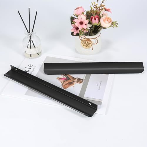 Malimali 10 Pack 11.81" Black Edge Finger Pulls for Cabinets, Drawer Pulls - color: Matte Black, size: 300mm/11.81" (10Pcs)