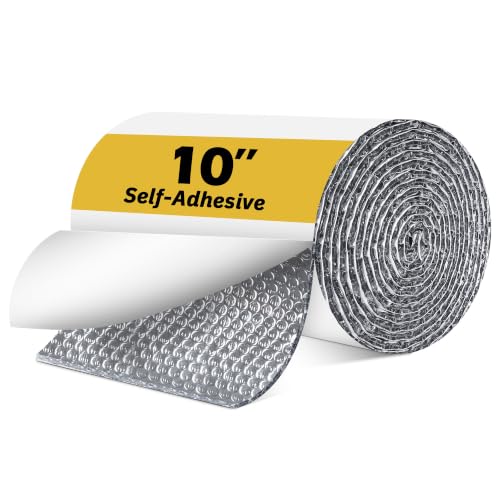 Double Bubble Reflective Foil Insulation Tape, Self-Adhesive Bubble Wrap for Garage Door Insulation, Window Thermal Barrier, Weatherproof, Pipe Insulation Wrap for AC Exhaust Hose, HVAC Duct - 10 inch - style: 10in wide x 16.5ft long