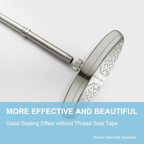 OFFO Shower Head Extension Arm, Brushed Nickel 12 in Shower Arm Extension Shower Head Extender Made of 304 Stainless Steel Shower Pipe Extension - color: Brushed Nickel, style: 12 in