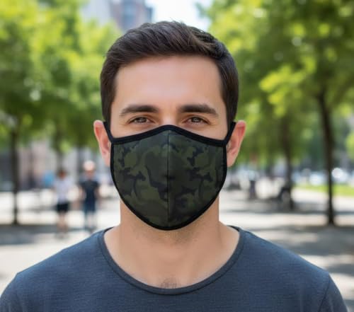 Cloth Face Mask for Women, Men - Reusable Fabric Masks with Nose Wire - color: Pack 3 Camo