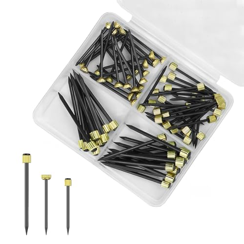 75PCS Picture Hanging Nails - 3 Sizes (Small/Medium/Large) Wall Decor Nails, Steel Pin & Brass Head Hardware for Hanging Picture Frames, Wall Art & Photos, with Plastic Storage Box (Black)
