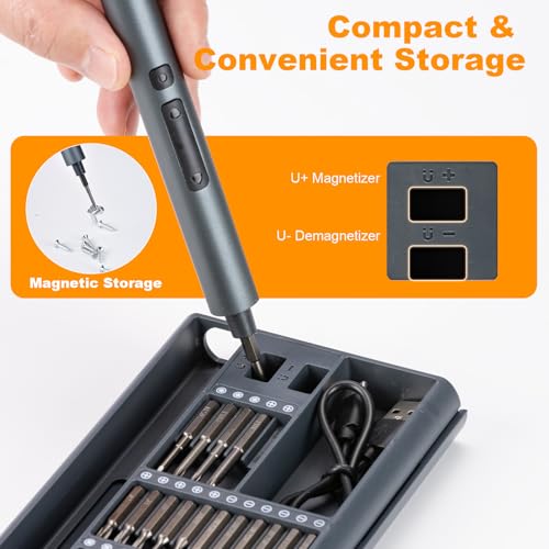 Electric Screwdriver, 75 IN 1 Precision Screwdriver Set with 3 Torque Settings, Magnetic Storage & LED Light, S2 Steel Mini Power Screwdriver Repair Tool Kit for Electronics, Camera (Dark Blue)
