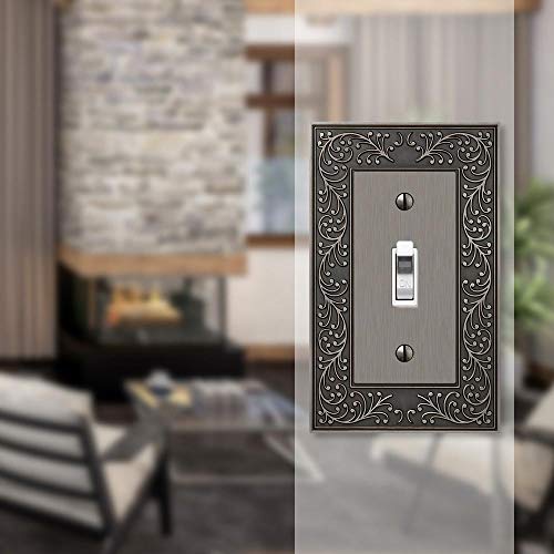 Amerelle 43TAN English Garden Wallplate, 1 Toggle, Cast Metal, Antique Nickel, 1-Pack - color: Antique Nickel, size: 1 Toggle