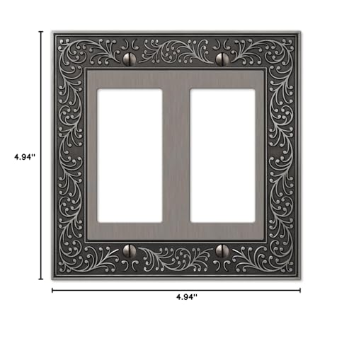 Amerelle 43RRAN English Garden Wallplate, 2 Rocker, Cast Metal, Antique Nickel, 1-Pack - color: Antique Nickel, size: 2 Rocker