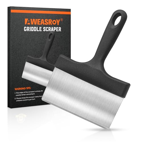 AWEASROY Heavy Duty Griddle Scraper for Blackstone with 5" Handle - color: Deep Black