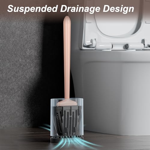Sellemer Silicone Toilet Brush, Ventilation Slots Holder 1 Pack, Rose Gold - color: Rose Gold-1pcs