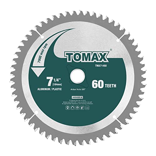 TOMAX 7-1/4-Inch 60 Tooth TCG Aluminum and Non-Ferrous Metal Saw Blade with 5/8-Inch DMK Arbor - size: 7-1/4'' 60T