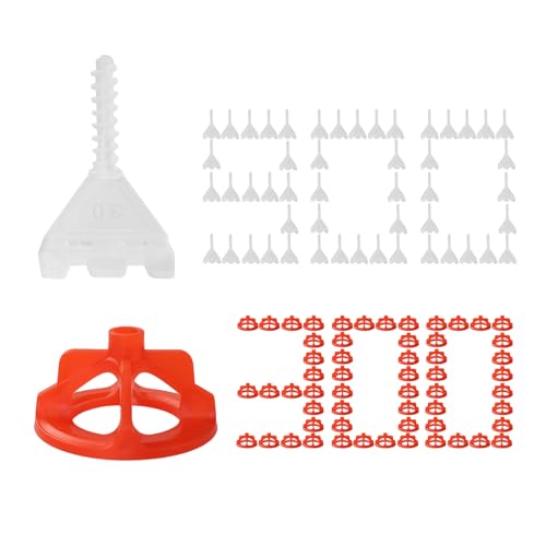 DGSL Tile Leveling System 1/8 Inch, 900 Tile Spacers and 300 Red Cap - size: 1/8 Inch * 900 Base+300 Caps