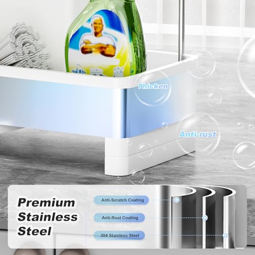 Ewaiira Sponge Holder for Kitchen Sink, Stainless Steel Sink Caddy - color: E-white