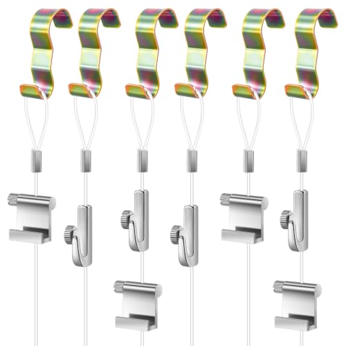 Dunzy 10 Pcs Picture Rail Hooks for Hanging, 71" Clear Nylon Cord, Zinc - color: Zinc, size: 71" Clear Nylon Cord