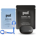 PUL Aligner Care Convenience Kit – Case + 2-in-1 Tool for Invisalign, Retainers, Partial Dentures, Mouth & Night Guards & More – Gray Case & 2-Pack of Blue Aligner Seating Chewie & Removal Tool - color: Gray Combo